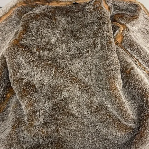 No Name Chocolate Brown Faux Suede & Faux Fox Fur Lined Coat XL - Picture 7 of 11